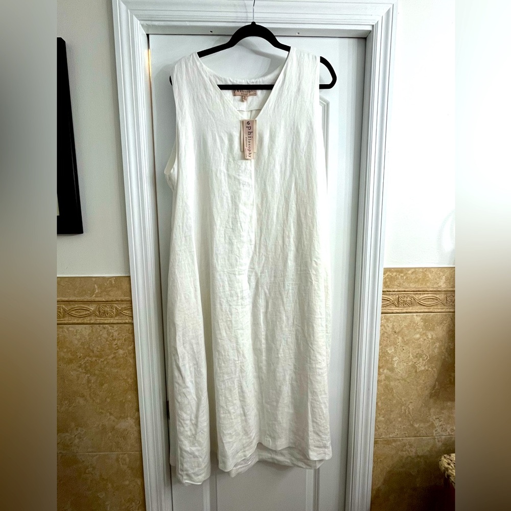 Philosophy white linen summer dress.
